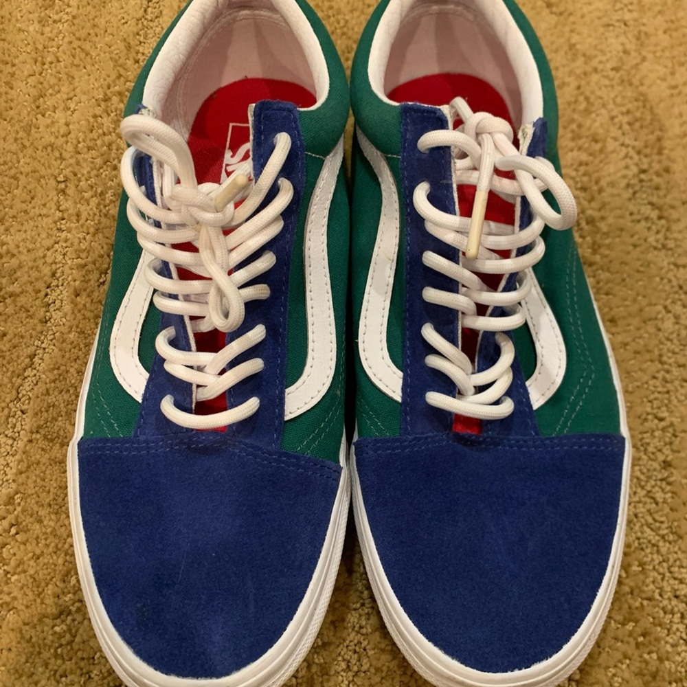 Vans Old Skool Rainbow Blue, Red, Green, Yellow Suede Low Skate Shoes W 9.5 M 8